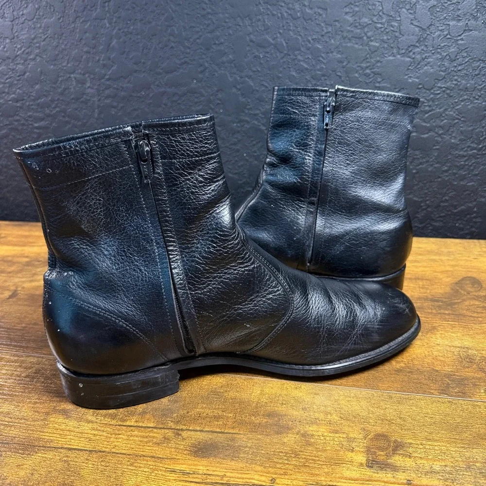 Goodyear 988 Black Leather Side Zip Ankle Boots Mens 10.5 D